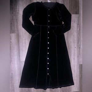 The Territory Ahead Black Long Sleeve crushed velvet long Dress